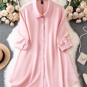 Pink shirt dress